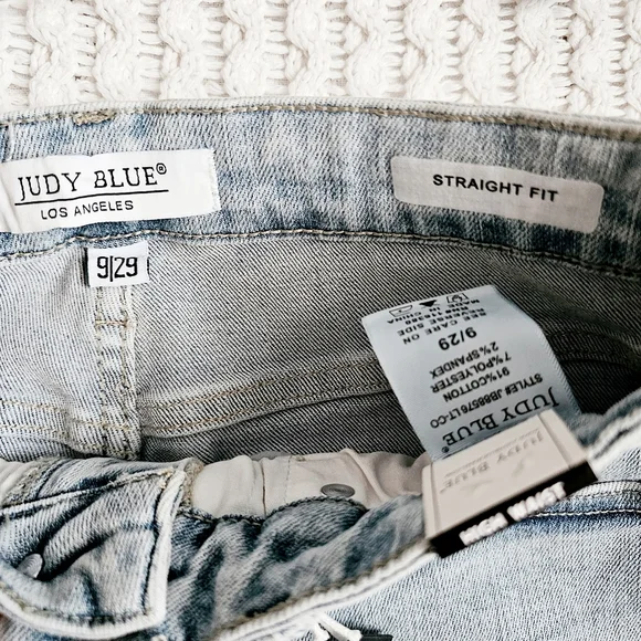 Judy Blue High Rise Tummy Control Vintage Light Wash Straight Leg Jeans 9/29 NEW - Picture 8 of 8